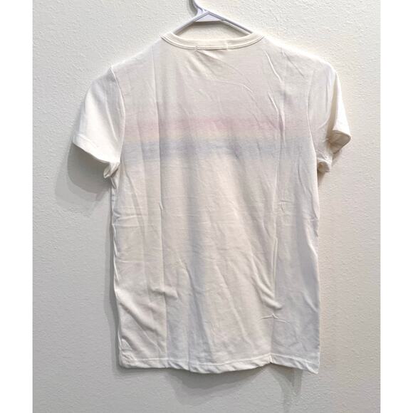 Marine Layer NWOT Ivory Short Sleeve Pride Rainbow Stripes T-shirt size XS - Picture 4 of 10